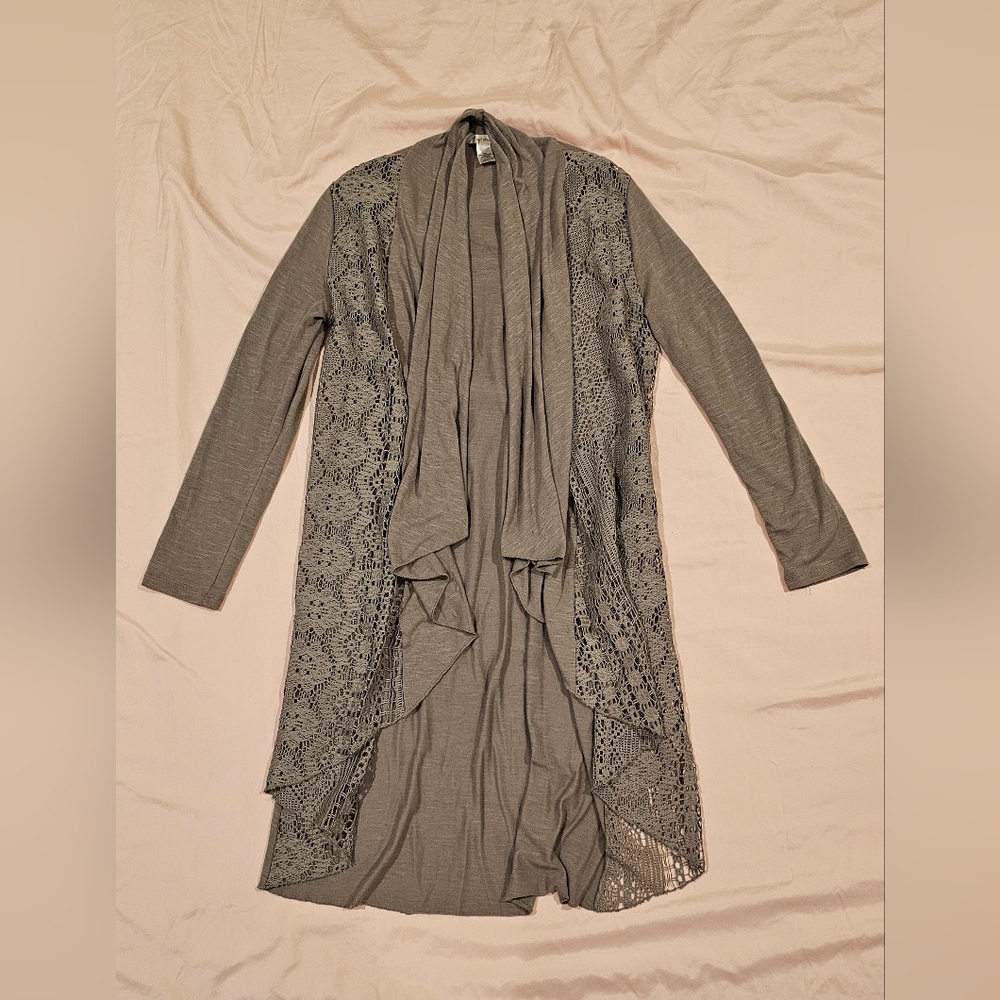 Taupe Lace Duster Cardigan